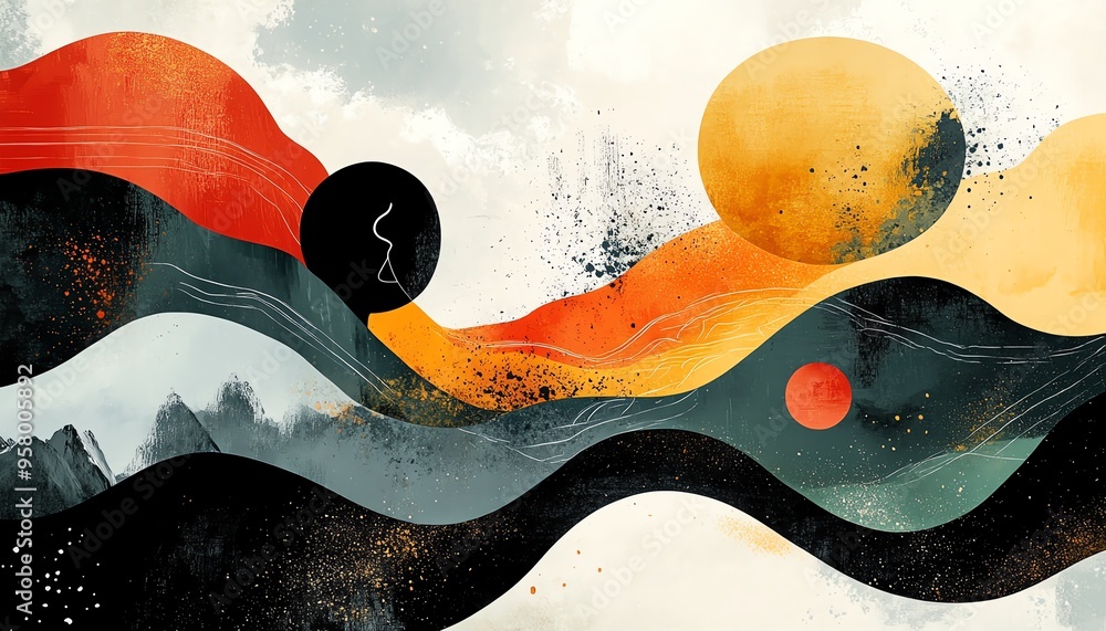 Poster Design an abstract scene with shapes symbolizing choices