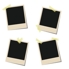 Set of vintage photo frame with tape. Retro Photo Frame Template photos. Vector