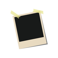 Blank template polaroid photo frame with tape. Vector