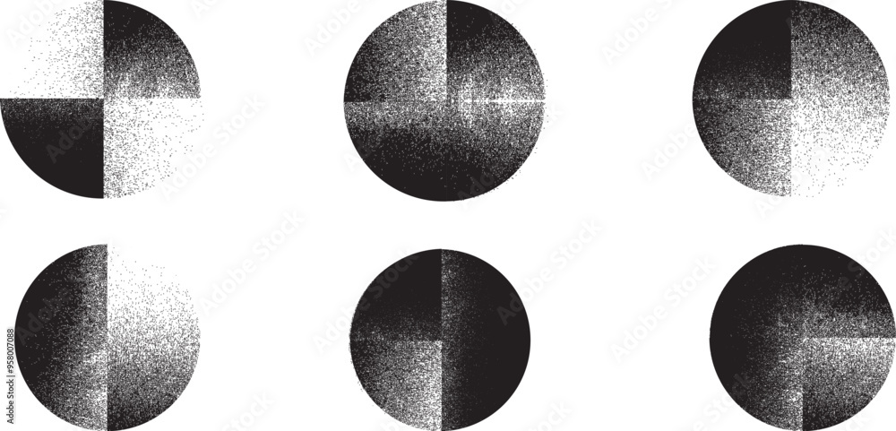 Poster distorted geometric shape . minimal art design . noise destroyed logo . trendy grainy shapes . graph
