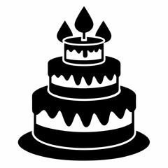 birthday cake with candles. birthday cake vector Silhouette on white background.