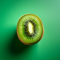 isolated kiwi fruit on green background, square food photography
