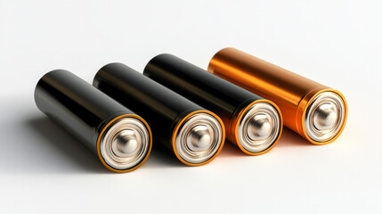 Three batteries (AAA, AA, and PP3) isolated on a white background.

