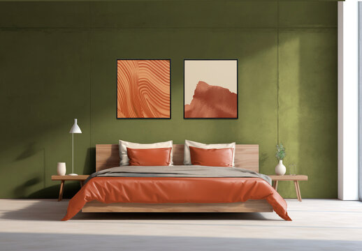 Interior Bedroom Mockup With Generative AI