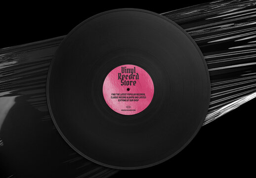 Product Flatlay Vinyl Disc Mockup With Generative AI