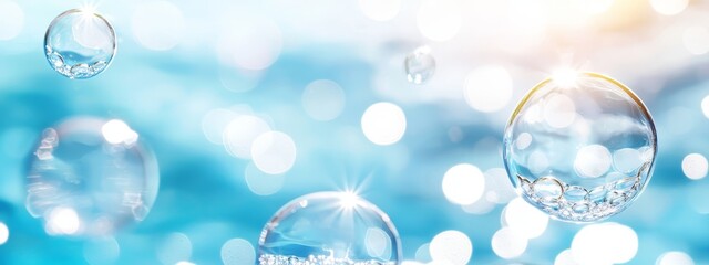  A collection of bubbles atop blue water teeming with numerous smaller bubbles