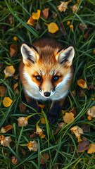 Obraz premium red fox in the grass