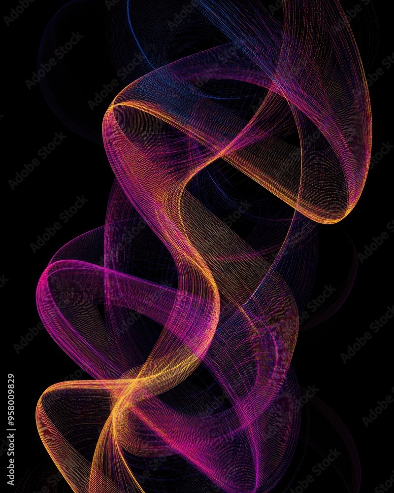Poster line art illustration of colorful magic lines featuring an abstract pattern suitable for light overl