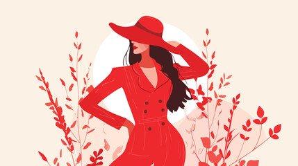 Fototapeta premium Body Positivity Concept Woman in Red Suit and Confidence