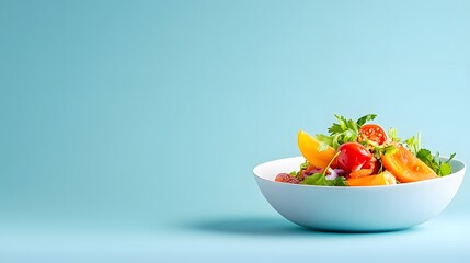 Minimalist food photography featuring a neatly arranged dish with a single color background and a lot of empty space, focusing on the simplicity of the presentation