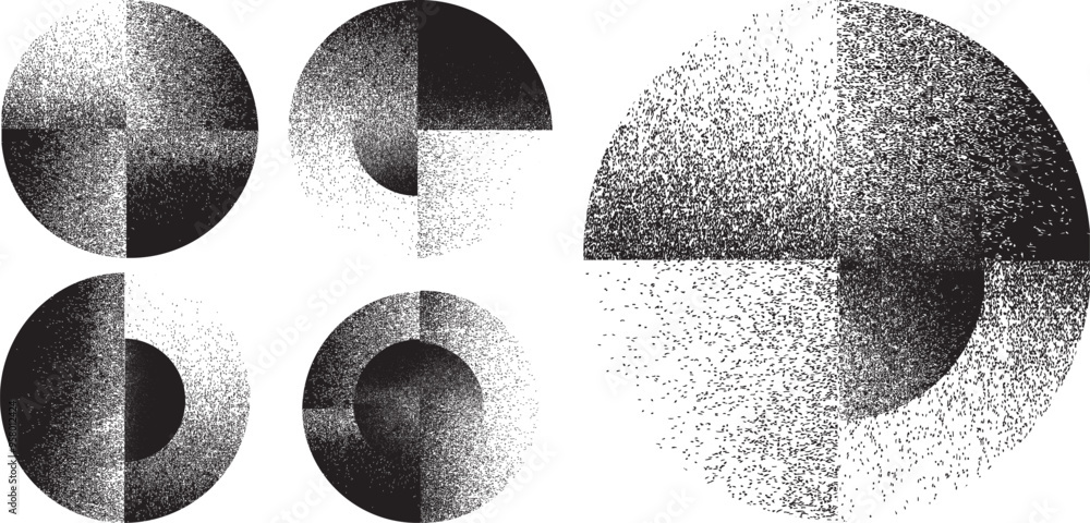 Poster distorted geometric shape . minimal art design . noise destroyed logo . trendy grainy shapes . graph