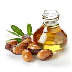 Argan Oil and Its Clear Background isolated on white background 