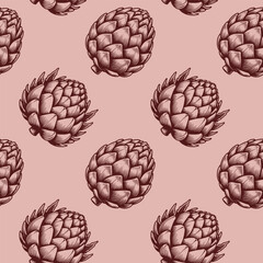 Artichoke seamless pattern. Fashionable artichoke pattern for wrapping paper, fabric, wallpaper, stickers, notebook cover.