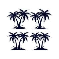 Fototapeta premium Set of Palm tree silhouettes Clip art isolated vector illustration on white background