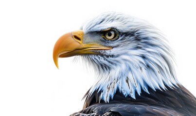 Fototapeta premium Bald eagle on white background. 