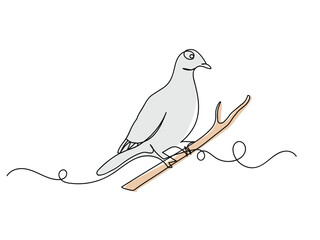 Continuous one line drawing dove art decoration.