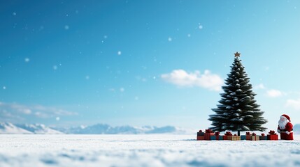 Christmas Tree with Gifts Beneath, Beautifully Decorated with Lights and Ornaments, Isolated on White with Shadowless Studio Lighting