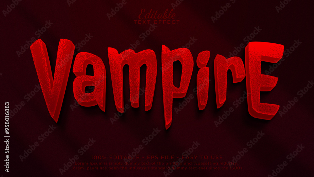 Poster editable text effect scary theme, vampire text effect template