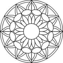 Outline Mandala for Coloring Book Page. Oriental Mandala vector. Mandala Coloring book line art vector illustration. Vector abstract mandala pattern.