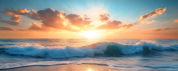 Fototapeta premium Generate an image of a wave breaking on the shore