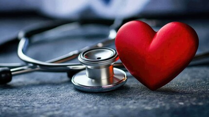 heart love shape with doctor physician's stethoscope on background