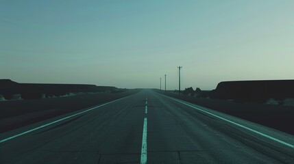 Fototapeta premium Open Road Journey Under Blue Skies Ideal for Travel, Adventure, and Freedom Themes