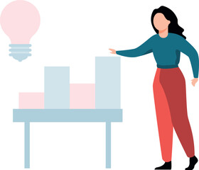 The girl is thinking about the blocks.