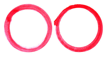 2 rote Pinsel Kreise auf weissem Hintergrund - Pinsel Zeichnung