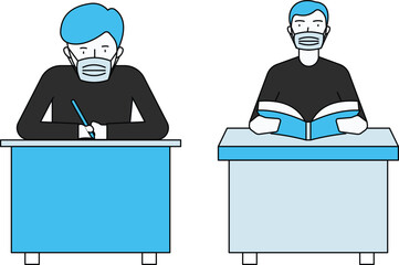 Students wear masks in class.