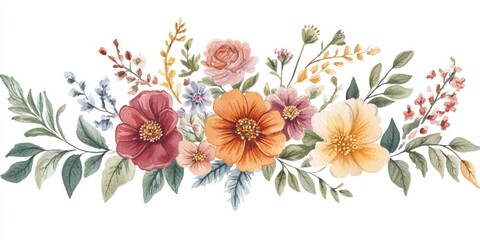 Obraz premium Stunning Watercolor Floral Arrangement: A Vibrant Display of Nature's Beauty