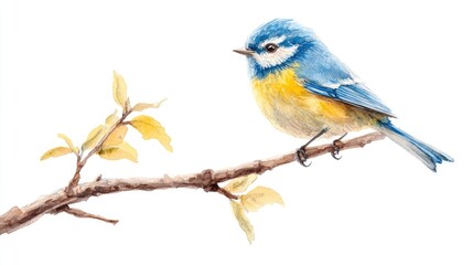 Fototapeta premium Vibrant Bluebird in Watercolor: A Delightful Expression of Nature's Beauty