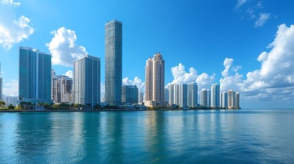 Fototapeta premium City buildings by the ocean in Miami