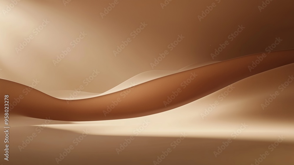 Poster smooth curves and soft shadows create an abstract composition in warm tones during early morning lig