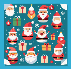 Christmas character collection celebrating with gifts and ornaments