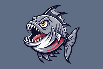 Angry fish  art   illustration   vector .eps