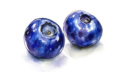 Vibrant Watercolor Blueberries: A Delicious and Artistic Representation of Nature's Bounty