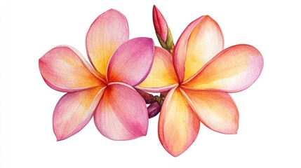 Captivating Watercolor Plumeria: A Vibrant Floral Delight Celebrating Nature's Beauty