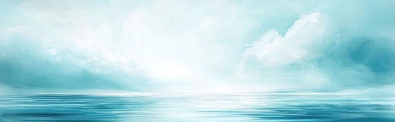 Tranquil Ocean Landscape with Ethereal Clouds and Serene Waters