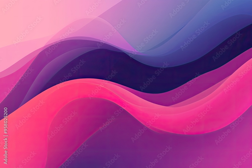 Poster vibrant abstract waves in shades of pink and purple, creating a soothing yet dynamic visual flow for