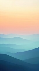 Fototapeta premium Serene landscape featuring layered hills in soft pastel colors, creating a tranquil and calming ambiance for any project.