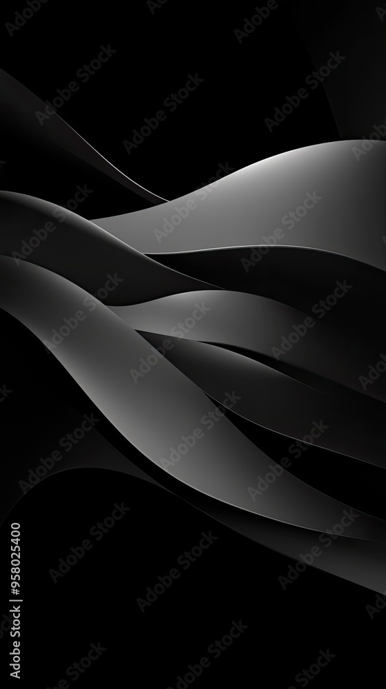 Aufkleber abstract black wave design with smooth curves, creating a visually striking and elegant background f