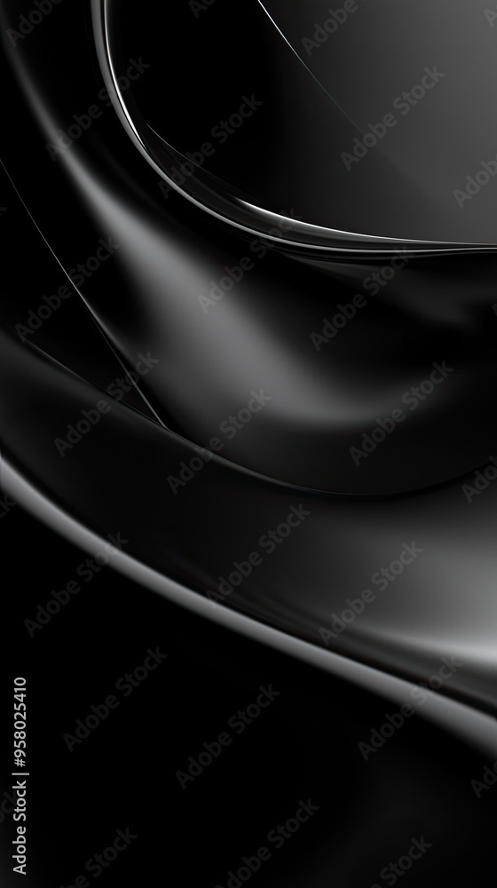 Poster abstract black background featuring smooth curves and flowing shapes, perfect for modern design proj