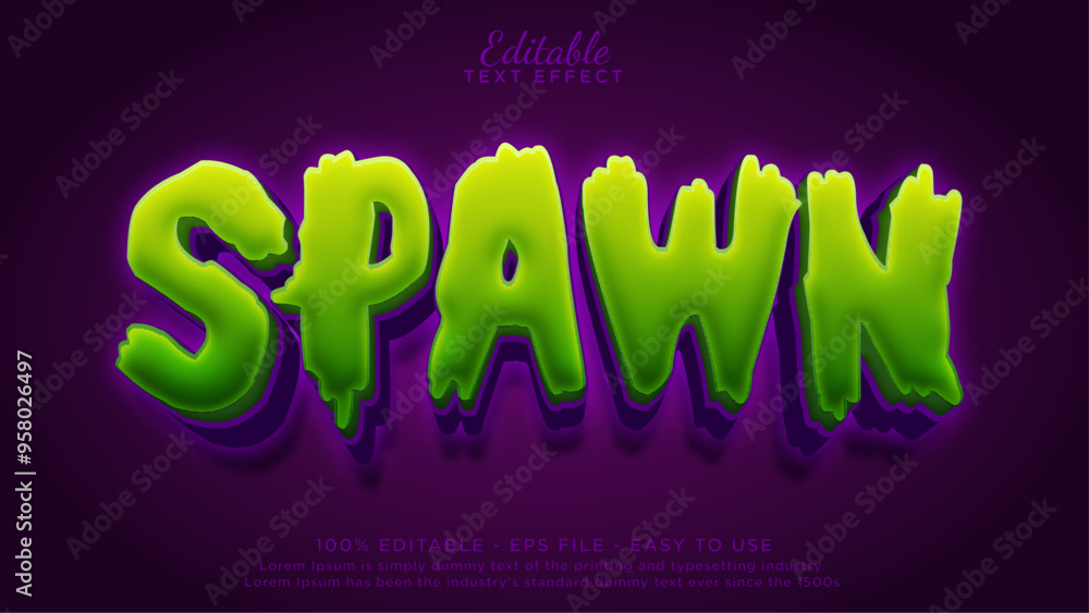 Poster editable text effect monster theme, spawn text effect template