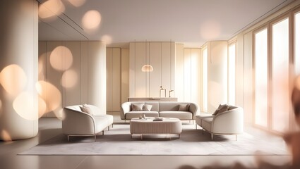 3D Illustration of Modern Style Empty Room, Conceptual Interior Design
