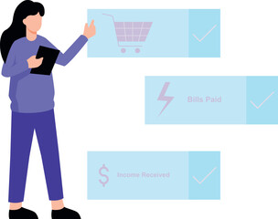 Girl paying bill online.