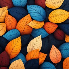 Vibrant autumn leaves in various colors create a beautiful and textured background for nature-themed designs.