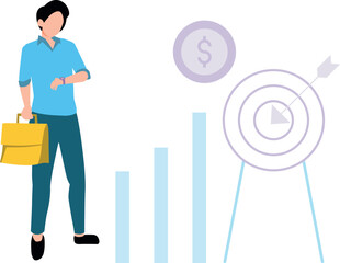 The boy is working on the dollar target.