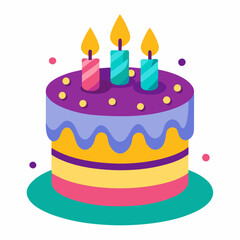 unique cartoon birthday cake vector with candles illustration on a white background.