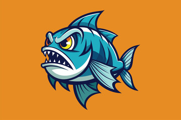Angry fish  art   illustration   vector .eps