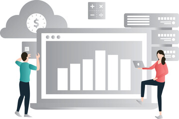 Fototapeta premium The boy and girl doing work.